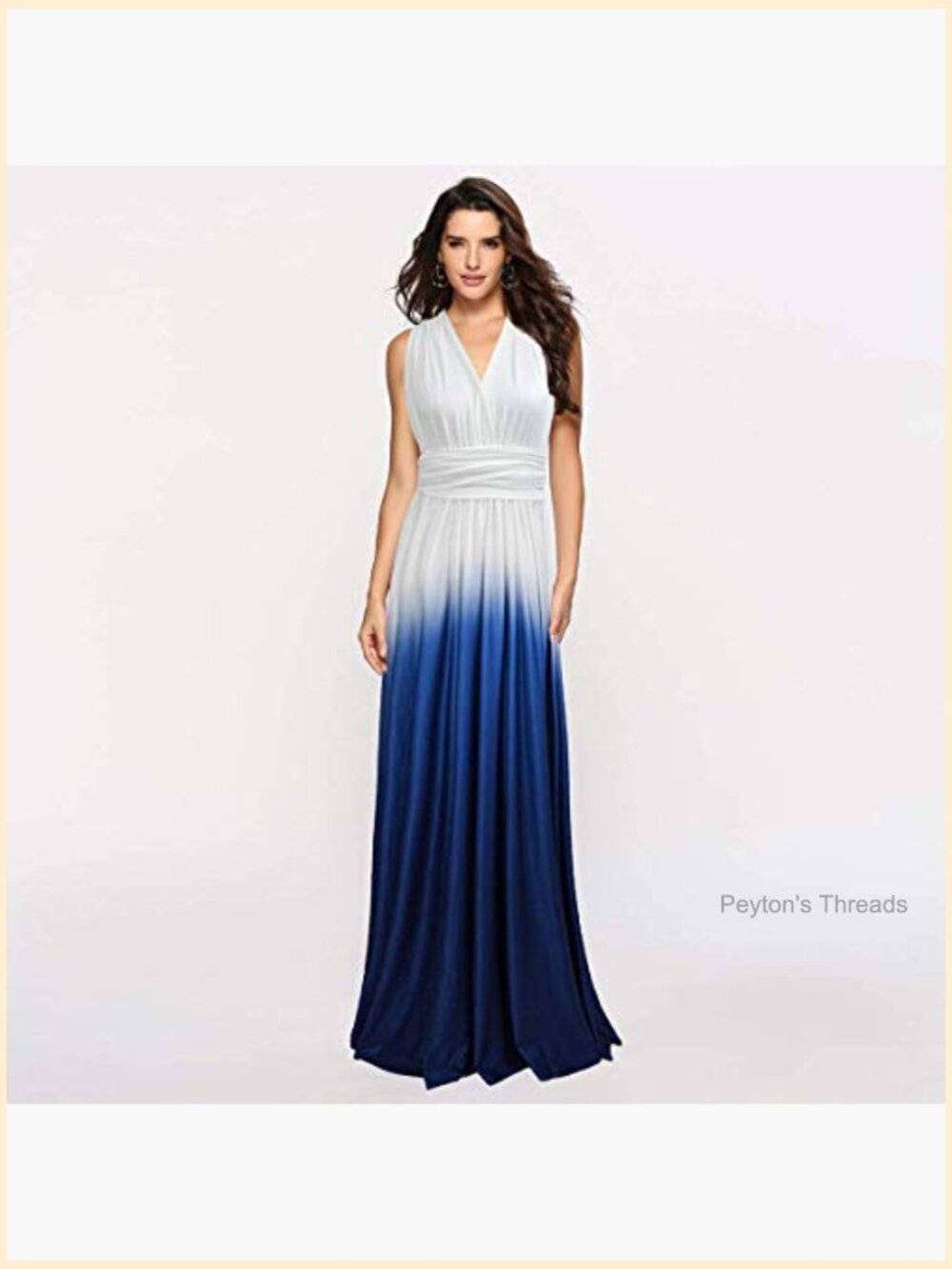 Women's Formal Maxi Dress Convertible Sleeveless V-Neck Wrap - Picture 2 of 3